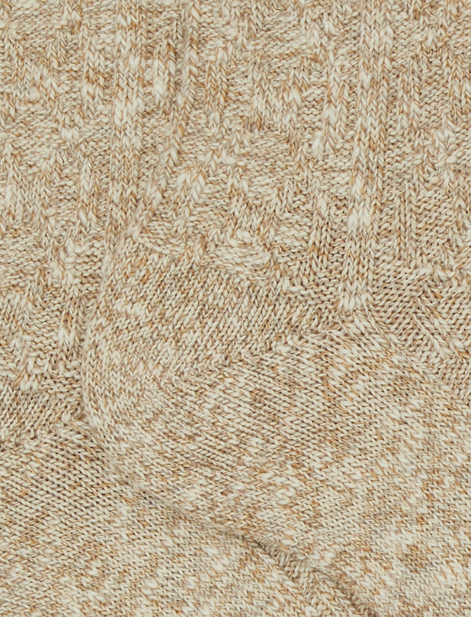 Unisex short plain beige cotton socks with diamond detail - Gallo 1927 - Official Online Shop
