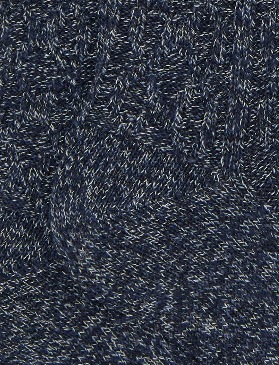 Unisex short plain blue cotton socks with diamond stitching - Gallo 1927 - Official Online Shop