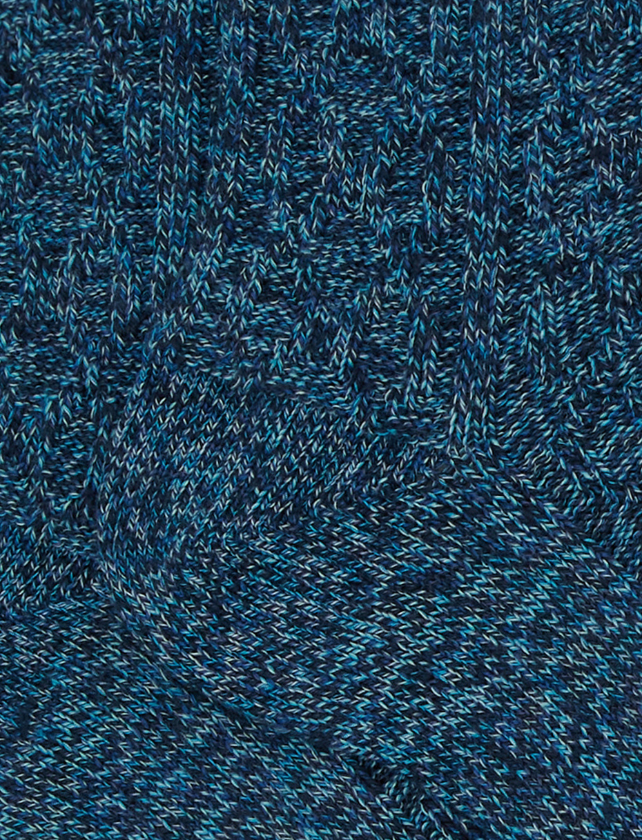 Unisex short plain blue cotton socks with diamond detail - Gallo 1927 - Official Online Shop