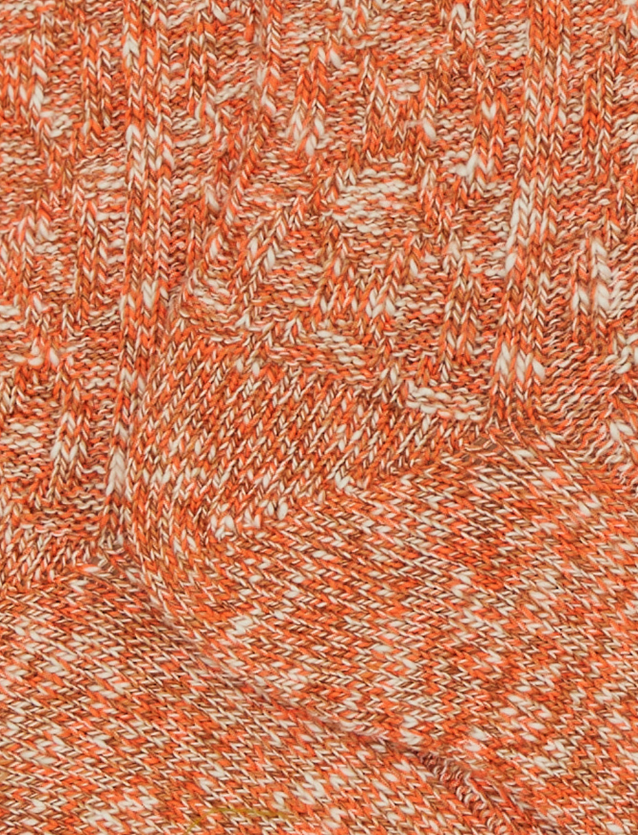 Unisex short plain orange cotton socks with diamond detail - Gallo 1927 - Official Online Shop