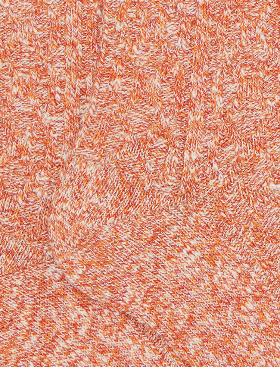 Unisex short plain orange cotton socks with diamond stitching - Gallo 1927 - Official Online Shop