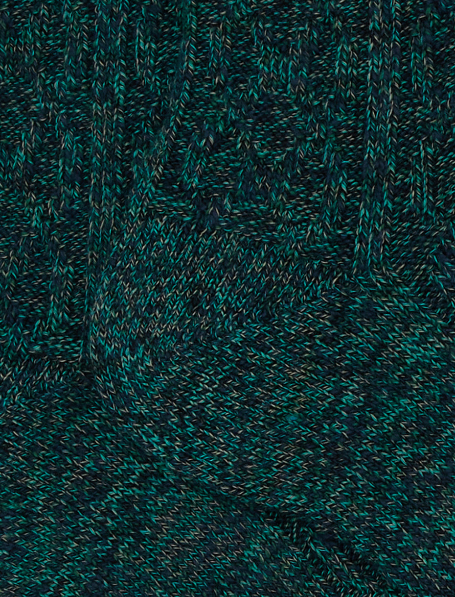 Unisex short plain green cotton socks with diamond detail - Gallo 1927 - Official Online Shop