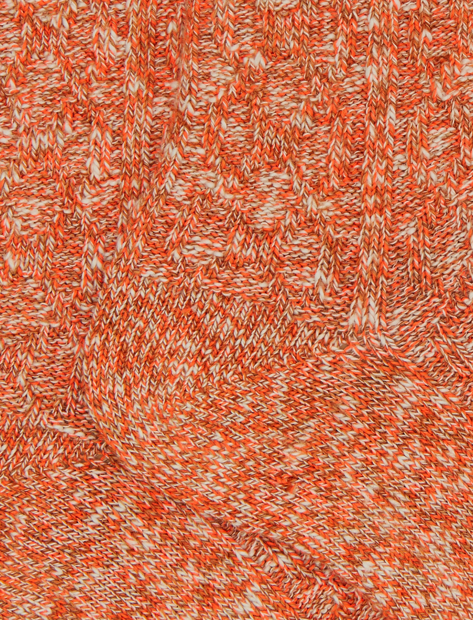 Unisex short plain orange cotton socks with diamond stitching - Gallo 1927 - Official Online Shop
