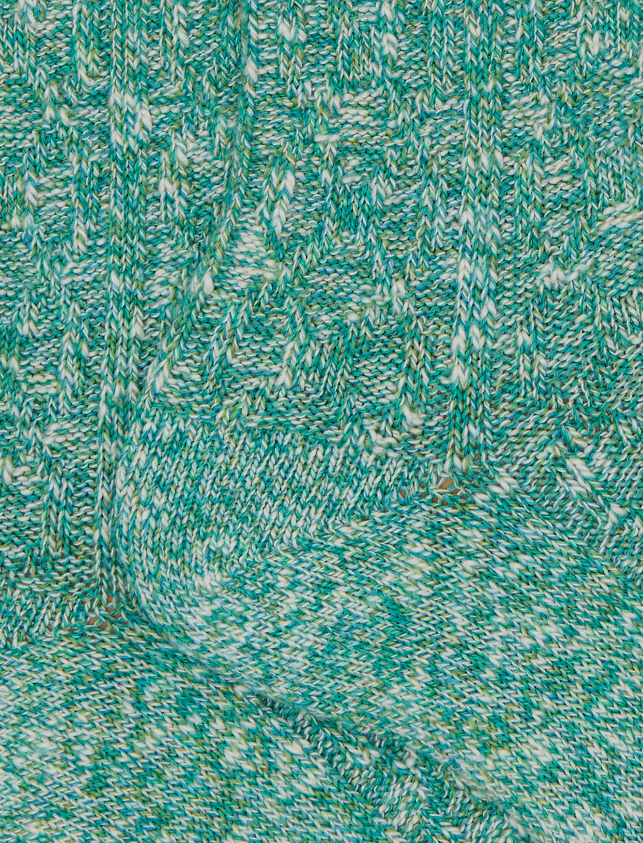 Unisex short plain green cotton socks with diamond stitching - Gallo 1927 - Official Online Shop