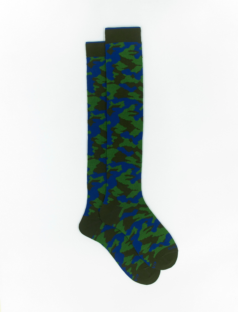 Calze lunghe uomo cotone verde muschio fantasia camouflage - Gallo 1927 - Official Online Shop
