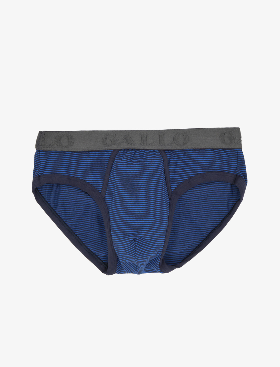 Men's royal blue cotton briefs with thin two-tone stripes - Gallo 1927 - Official Online Shop