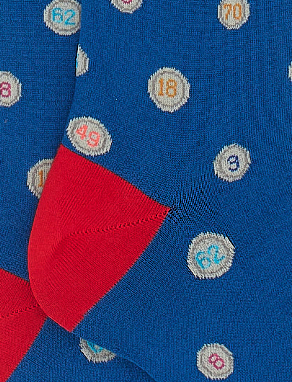 Men's long cosmos blue light cotton socks with bingo motif - Gallo 1927 - Official Online Shop