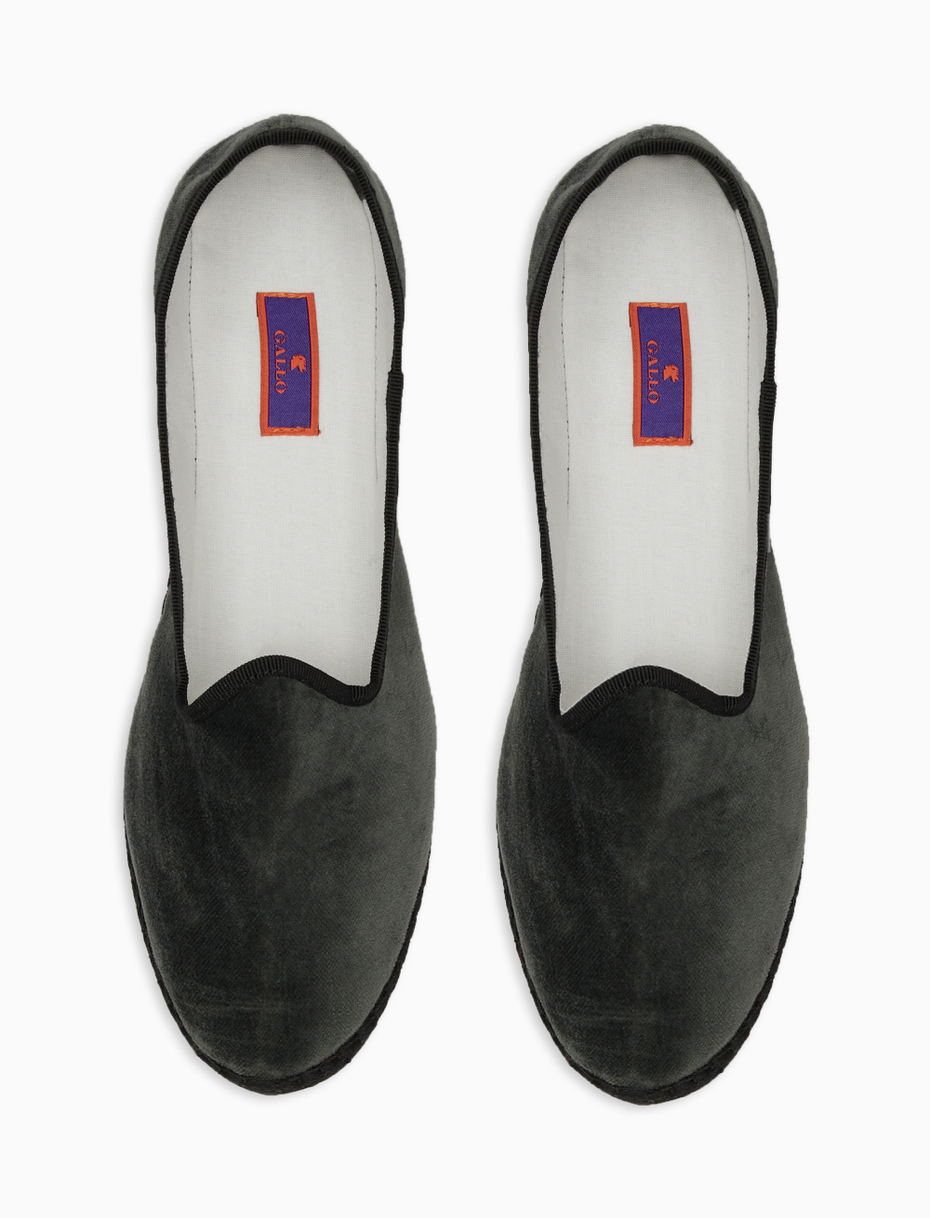 Unisex's plain charcoal grey velvet shoes - Gallo 1927 - Official Online Shop