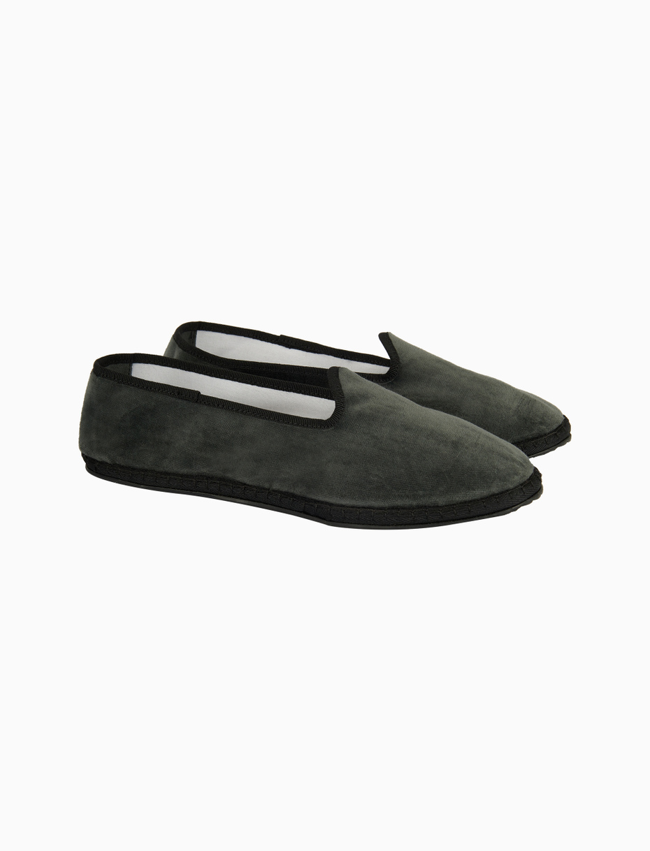 Unisex's plain charcoal grey velvet shoes - Gallo 1927 - Official Online Shop