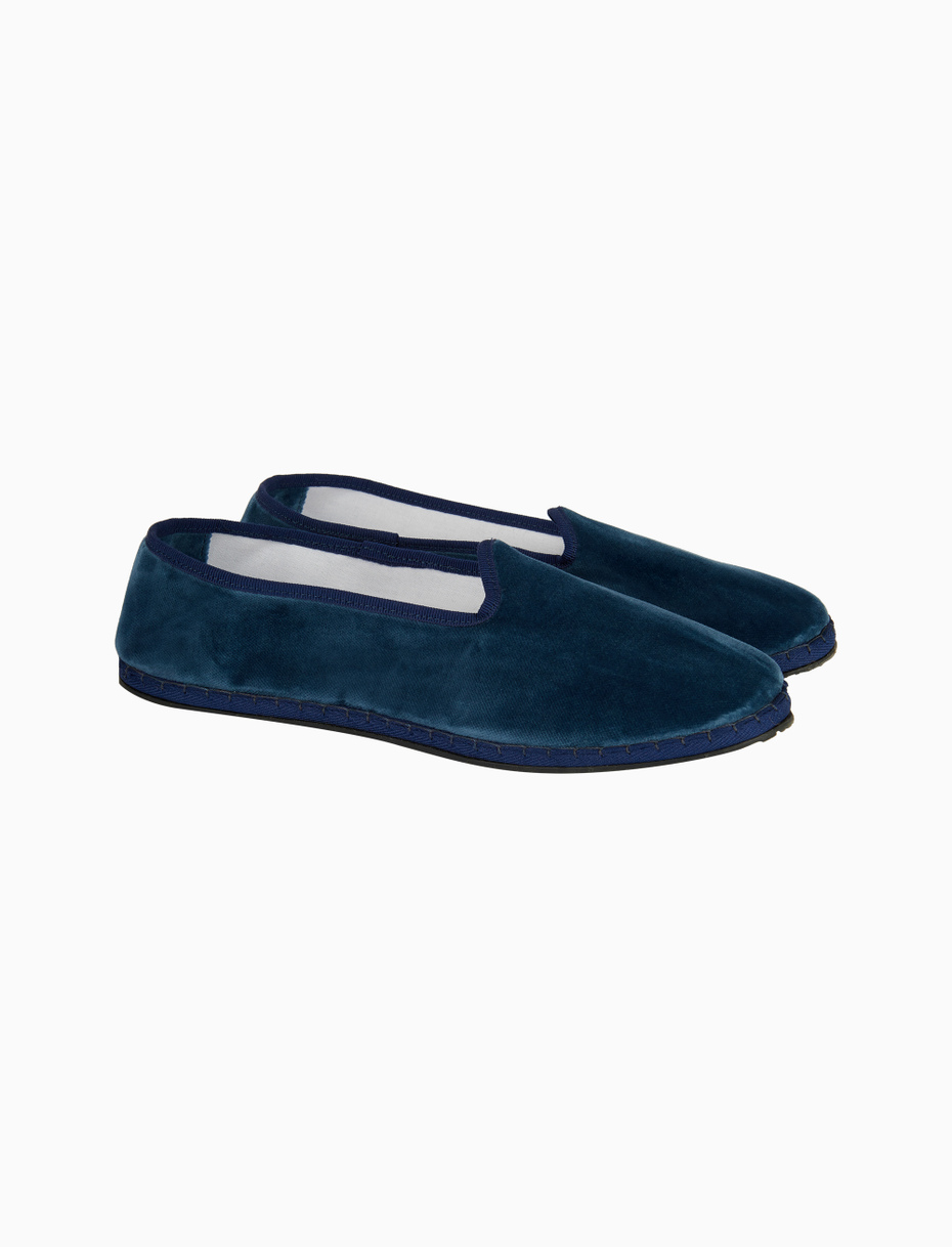Unisex's plain air force blue velvet shoes - Gallo 1927 - Official Online Shop