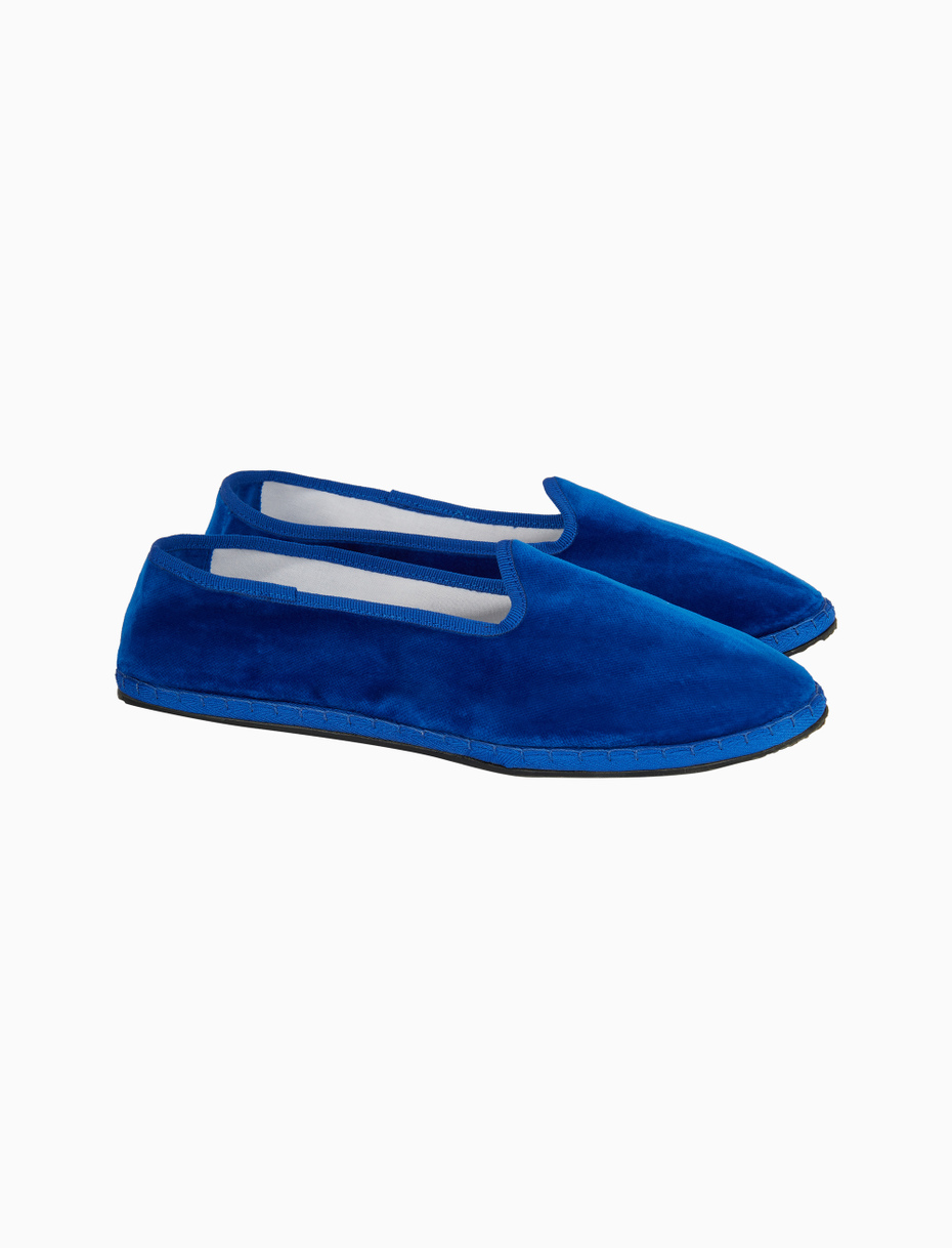 Unisex's plain dark blue velvet shoes - Gallo 1927 - Official Online Shop