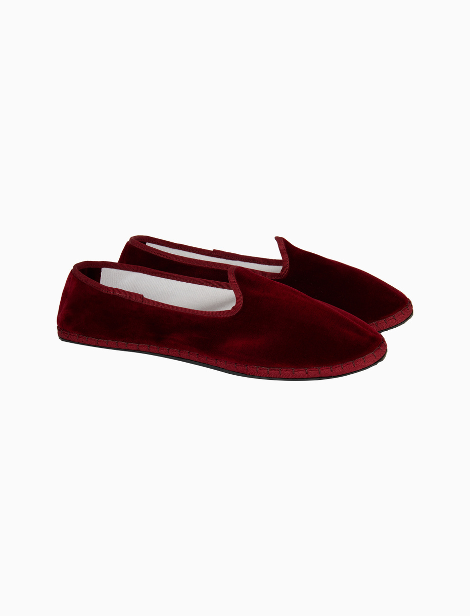 Unisex's plain burgundy velvet shoes - Gallo 1927 - Official Online Shop