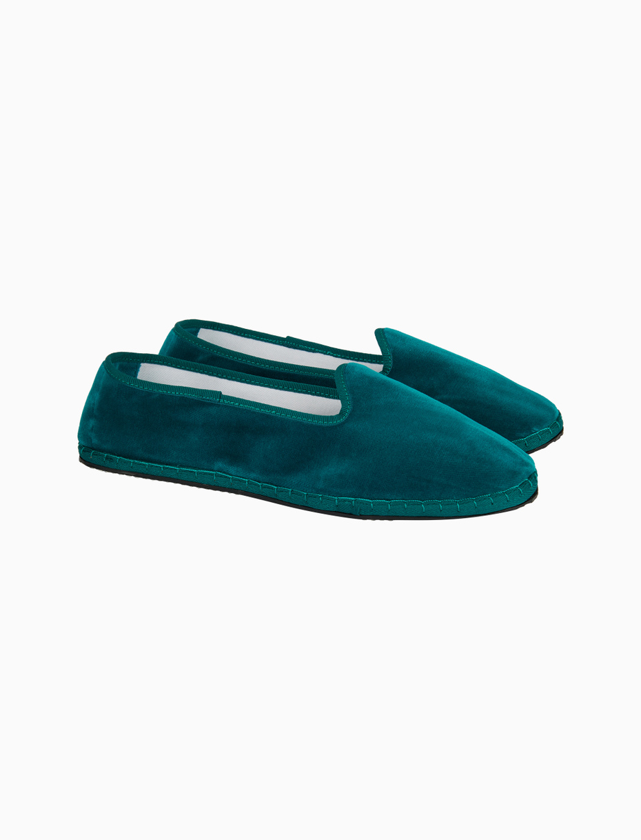 Unisex's plain green velvet shoes - Gallo 1927 - Official Online Shop