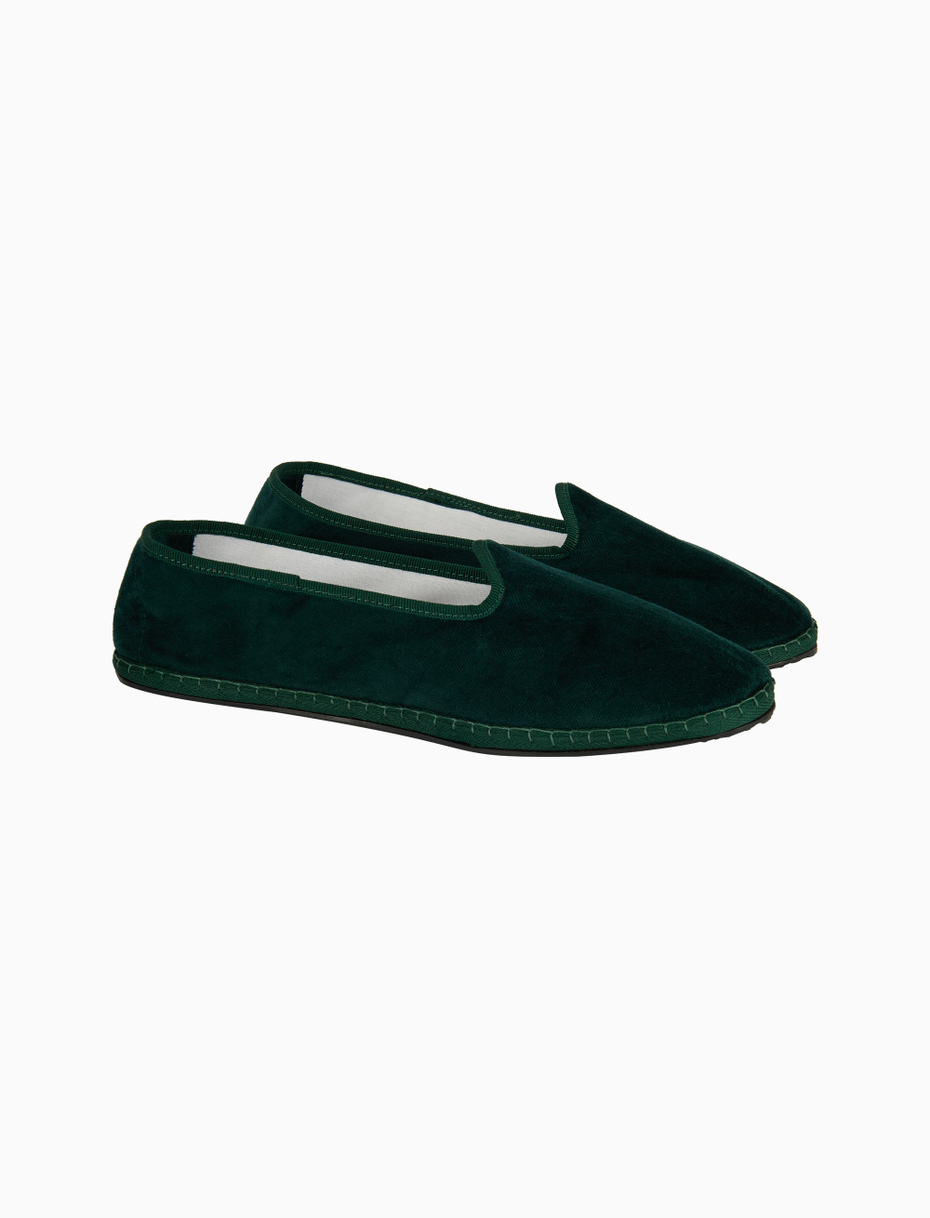 Unisex's plain green velvet shoes - Gallo 1927 - Official Online Shop