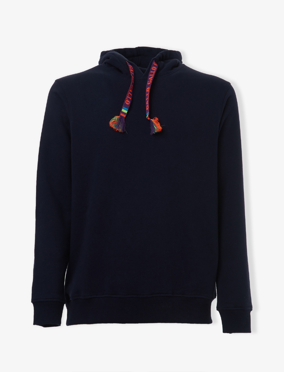 Unisex plain navy blue cotton hoodie - Gallo 1927 - Official Online Shop