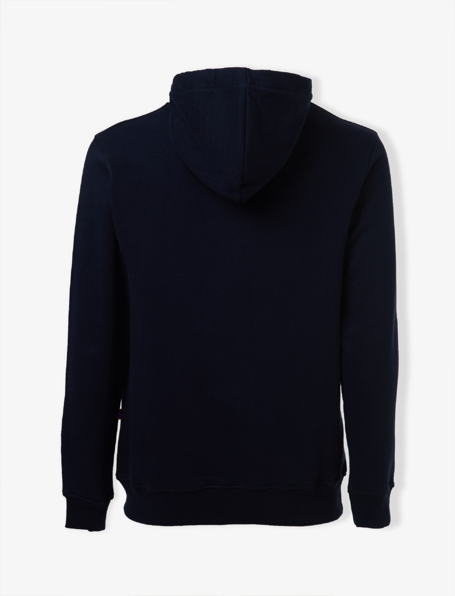 Unisex plain navy blue cotton hoodie - Gallo 1927 - Official Online Shop