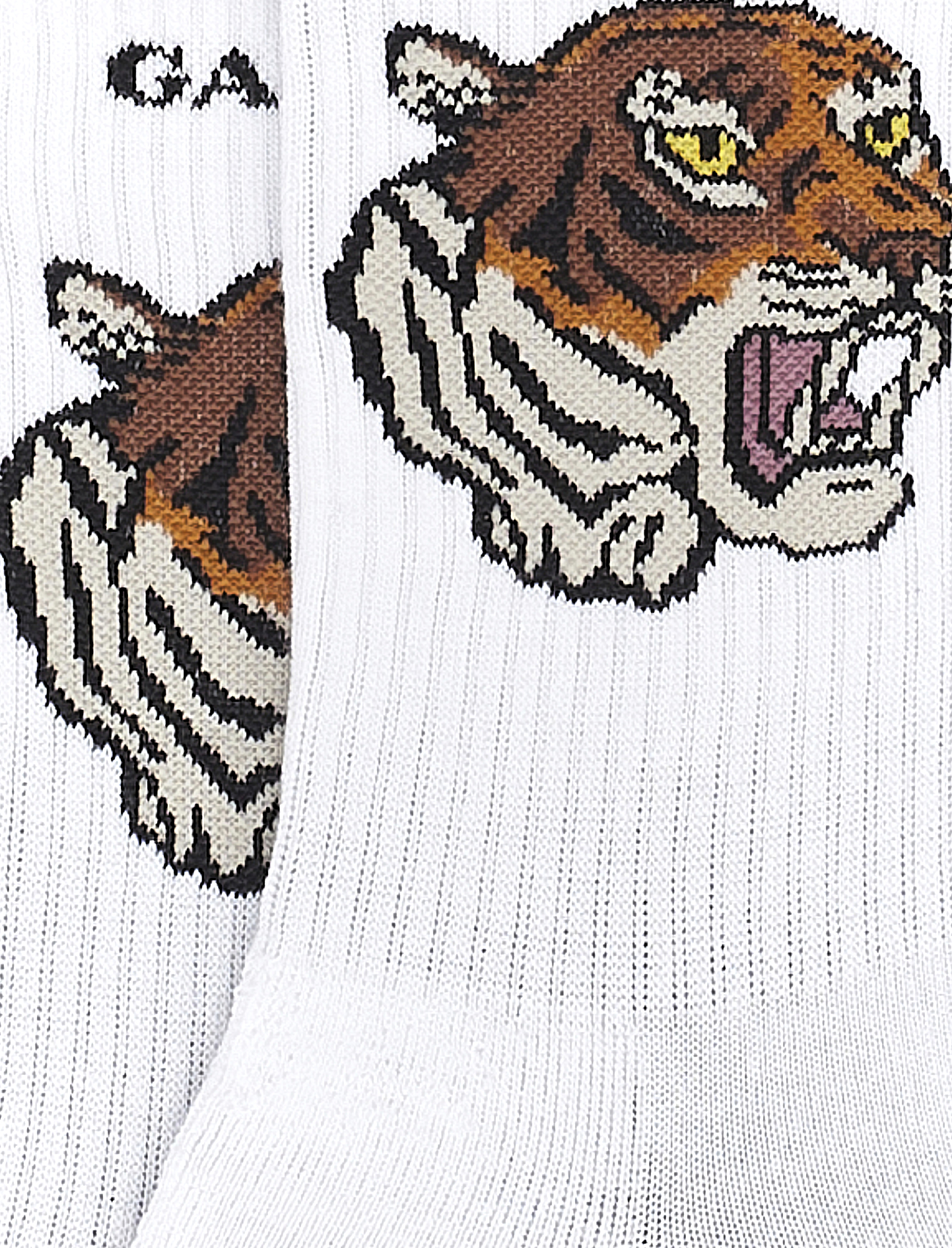 Women's short white cotton terry cloth socks with tiger motif - Gallo 1927 - Official Online Shop