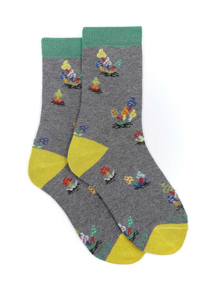 Kids' short pyrite cotton socks with mushroom motif - Gallo 1927 - Official Online Shop