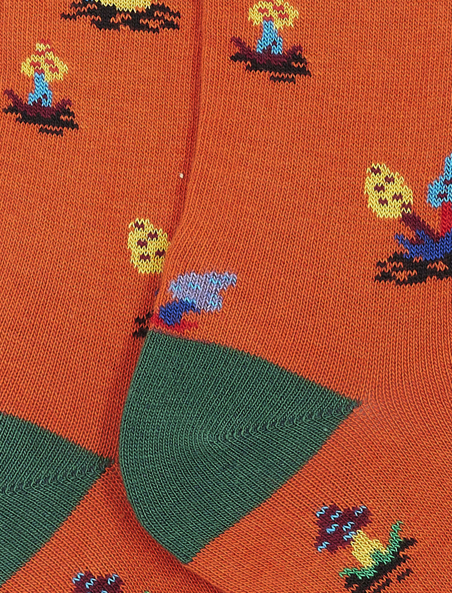 Calze corte bambino cotone rame fantasia funghi - Gallo 1927 - Official Online Shop