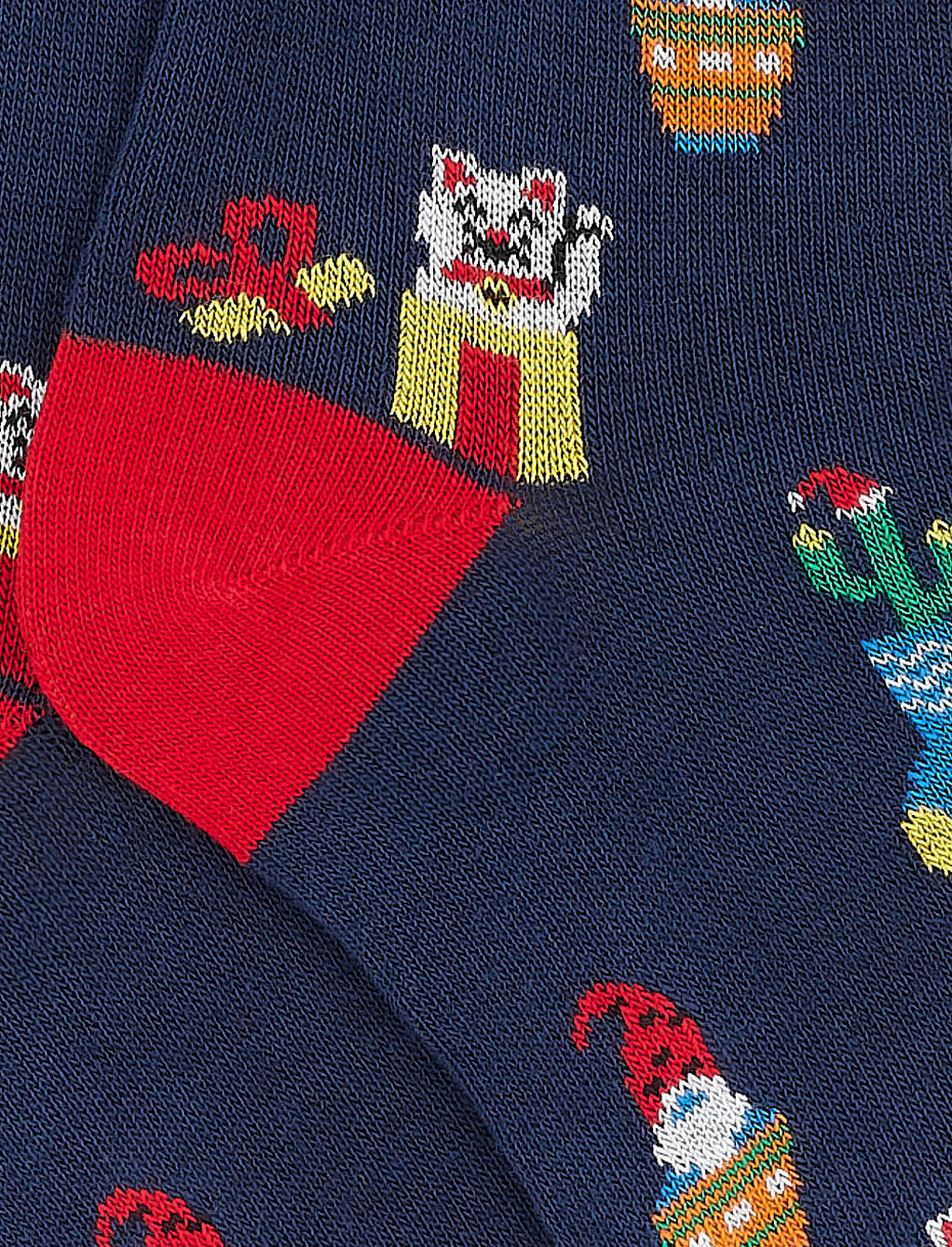 Kids' short royal blue cotton socks with Christmas motif - Gallo 1927 - Official Online Shop
