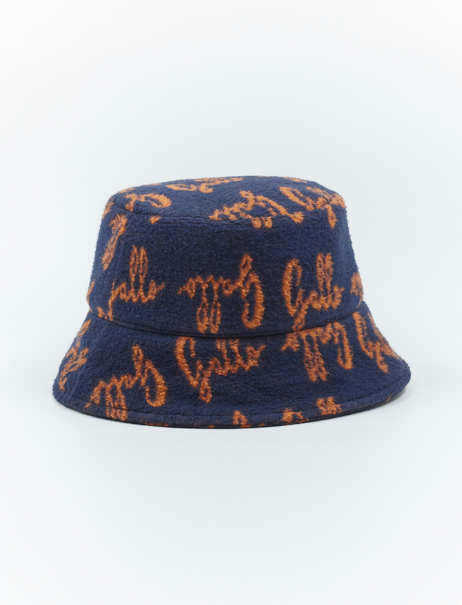 Unisex royal blue bucket hat in cotton jersey teddy fabric with Gallo writing - Gallo 1927 - Official Online Shop