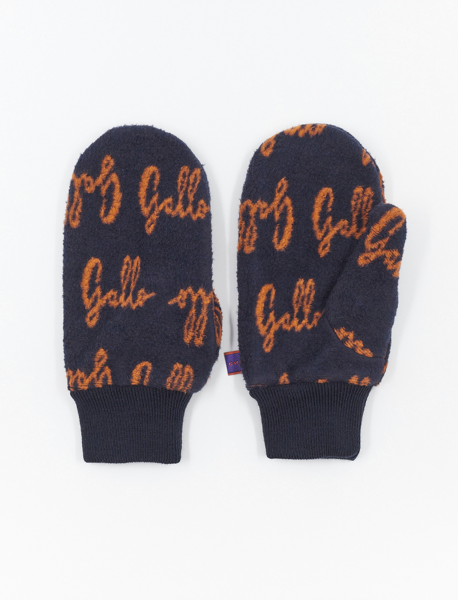 Unisex royal blue mittens in cotton jersey teddy fabric with Gallo writing - Gallo 1927 - Official Online Shop