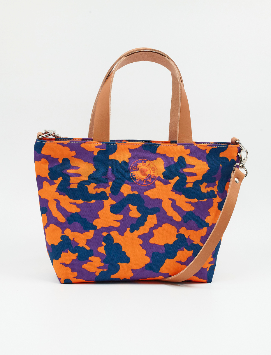 Women's small strelizia polyester shopper bag with camouflage motif - Gallo 1927 - Official Online Shop