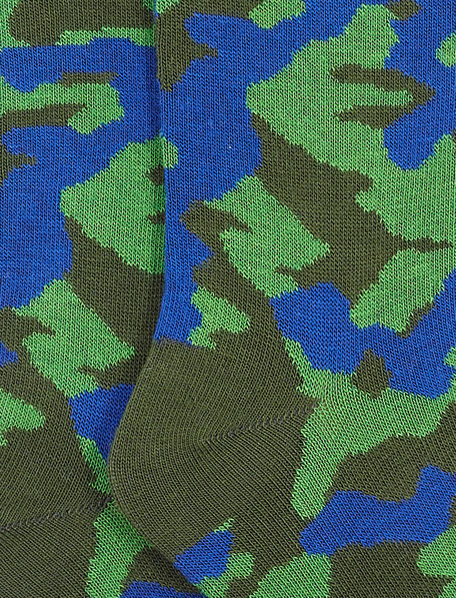 Kids' long moss green cotton socks with camouflage motif - Gallo 1927 - Official Online Shop