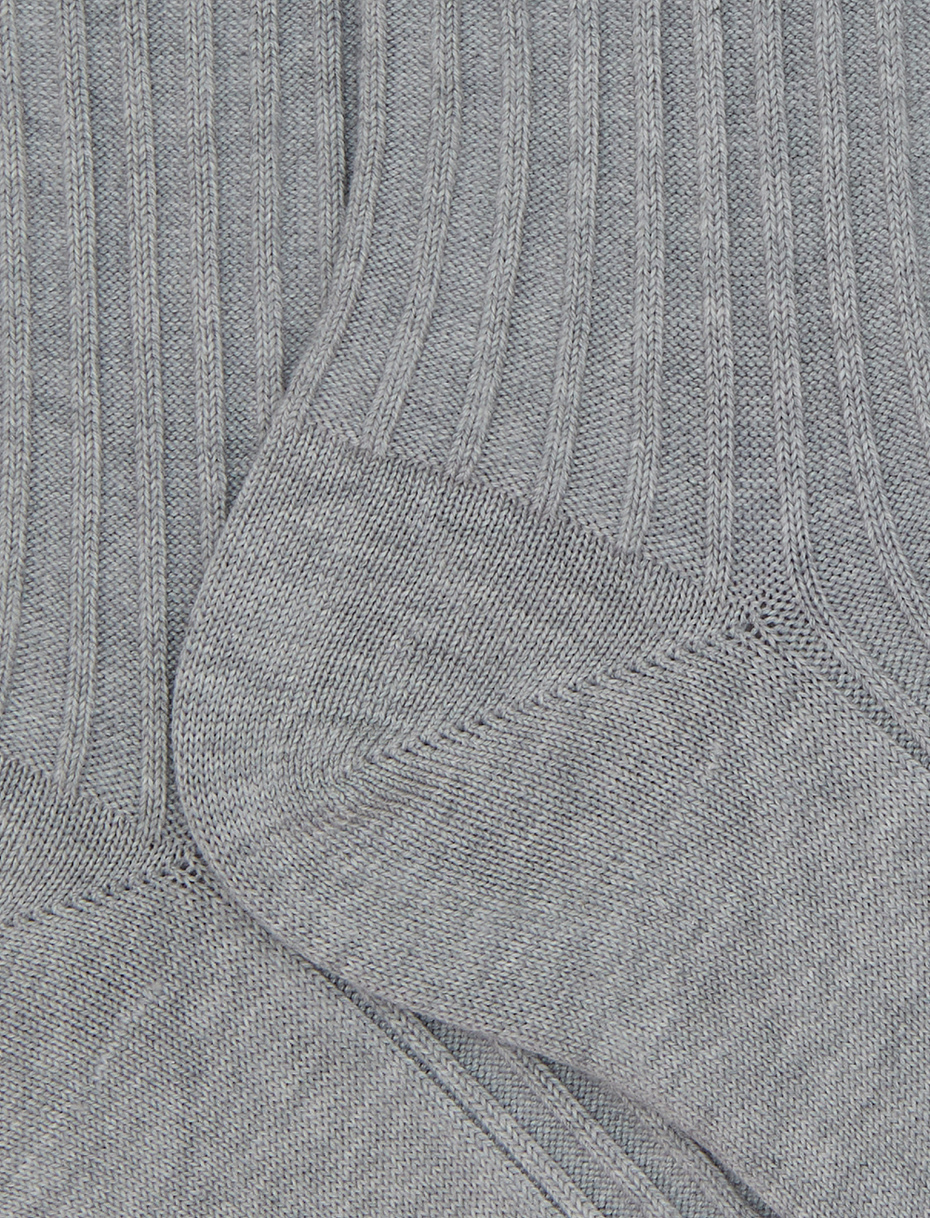 Unisex short plain grey twin-rib cotton socks with Gallo writing at the toe - Gallo 1927 - Official Online Shop