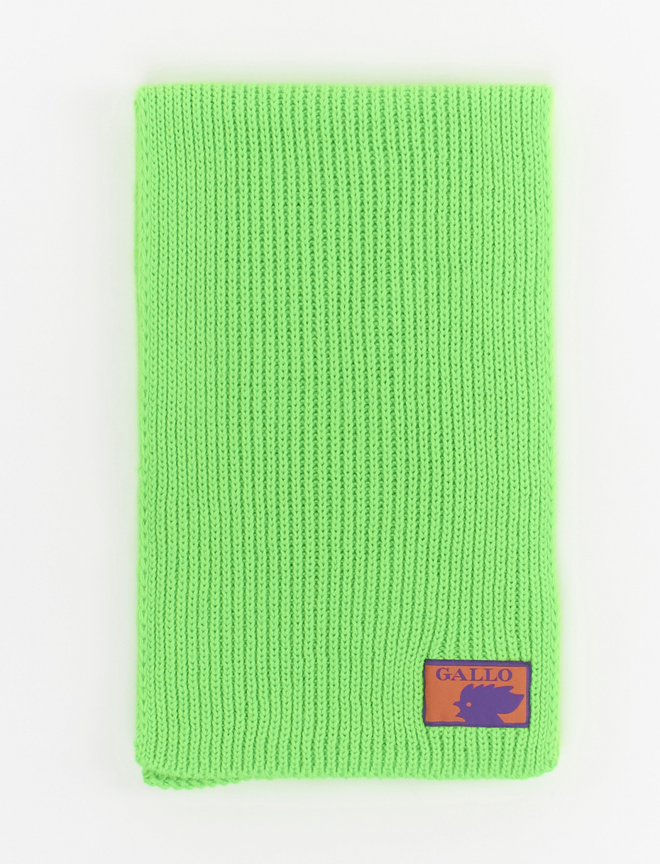Kids' plain neon green acrylic scarf with double cuff - Gallo 1927 - Official Online Shop
