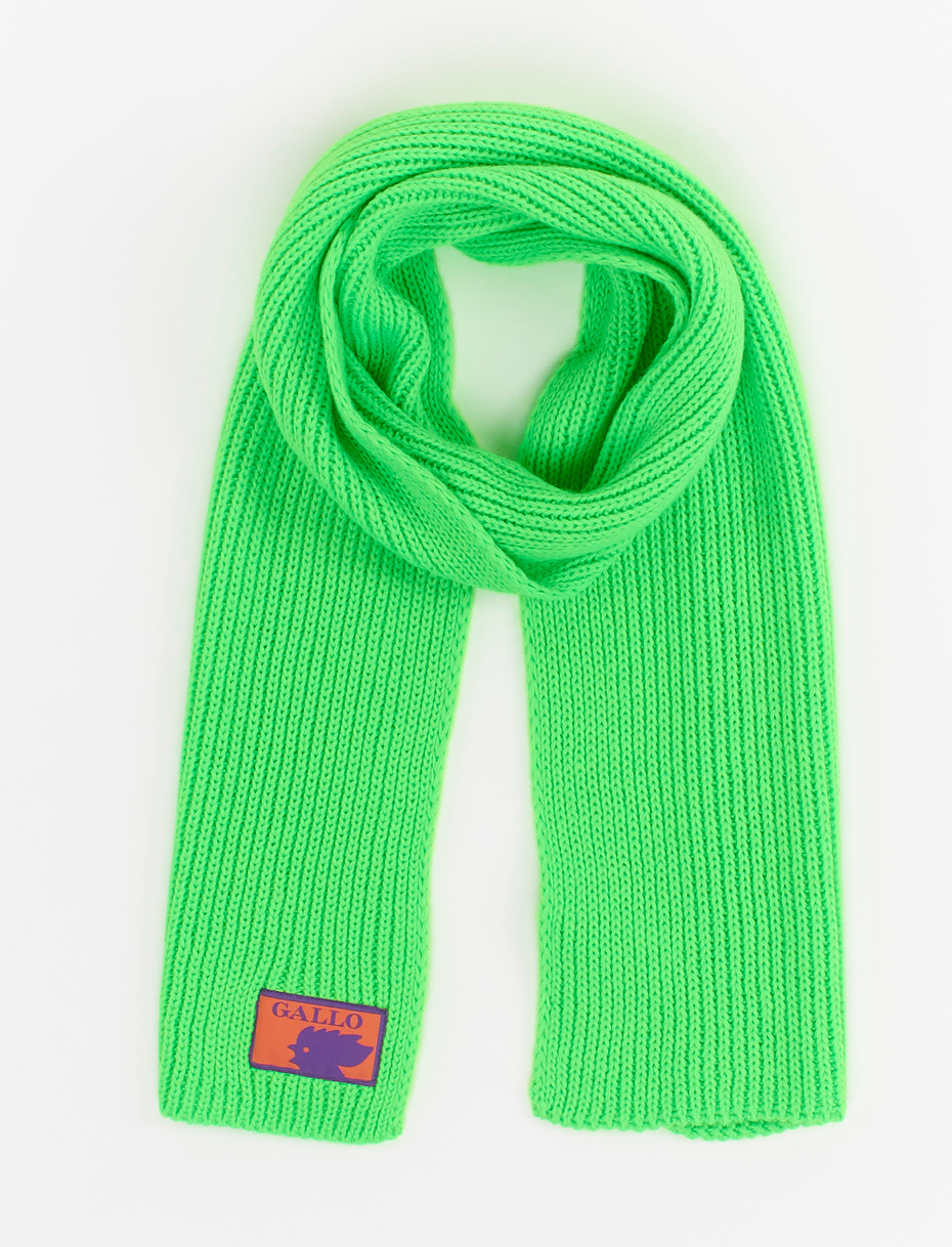 Kids' plain neon green acrylic scarf with double cuff - Gallo 1927 - Official Online Shop