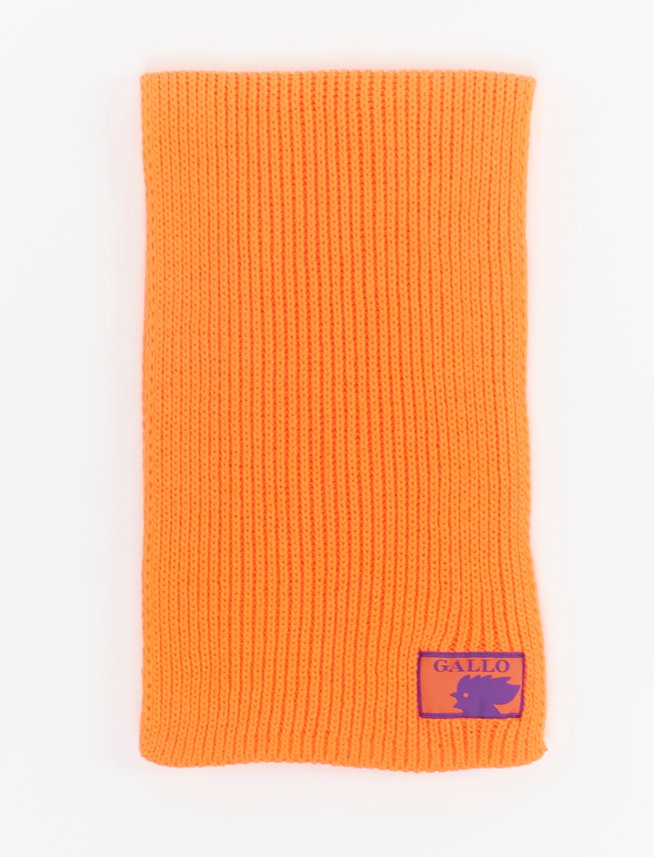 Kids' plain neon orange acrylic scarf with double cuff - Gallo 1927 - Official Online Shop