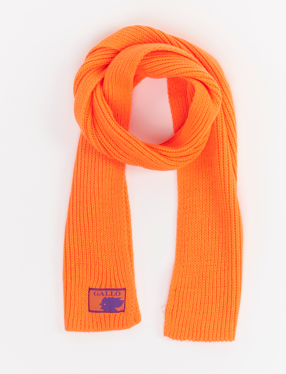 Kids' plain neon orange acrylic scarf with double cuff - Gallo 1927 - Official Online Shop