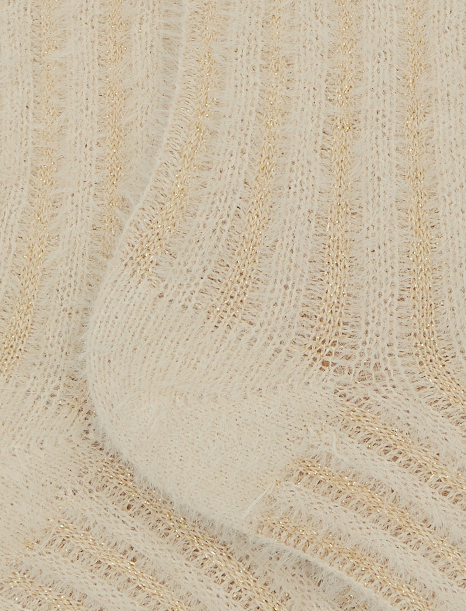 Women's short white polyamide and cotton socks with vertical lurex stripes - Gallo 1927 - Official Online Shop