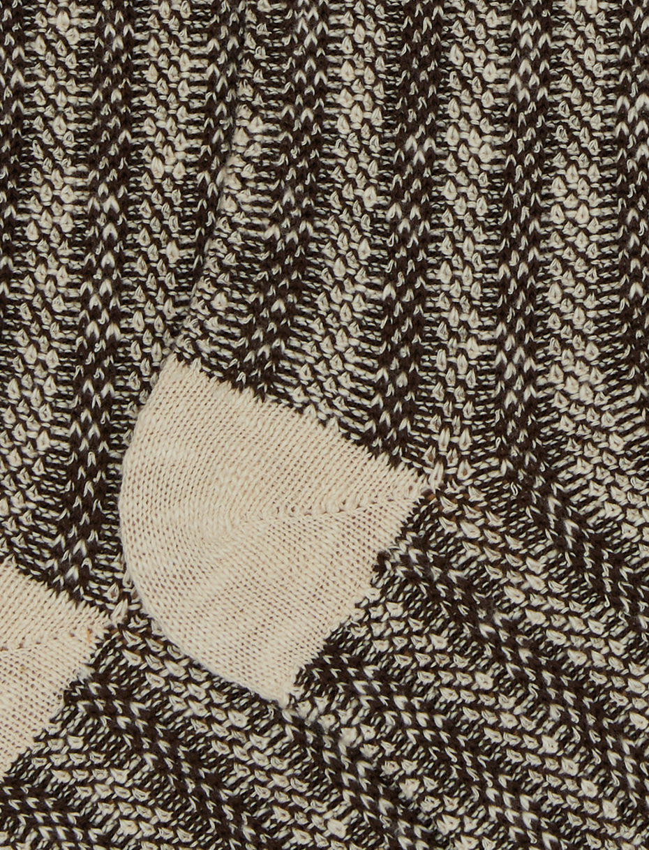 Calze corte unisex cotone marrone lavorazione oxford effetto righe verticali - Gallo 1927 - Official Online Shop