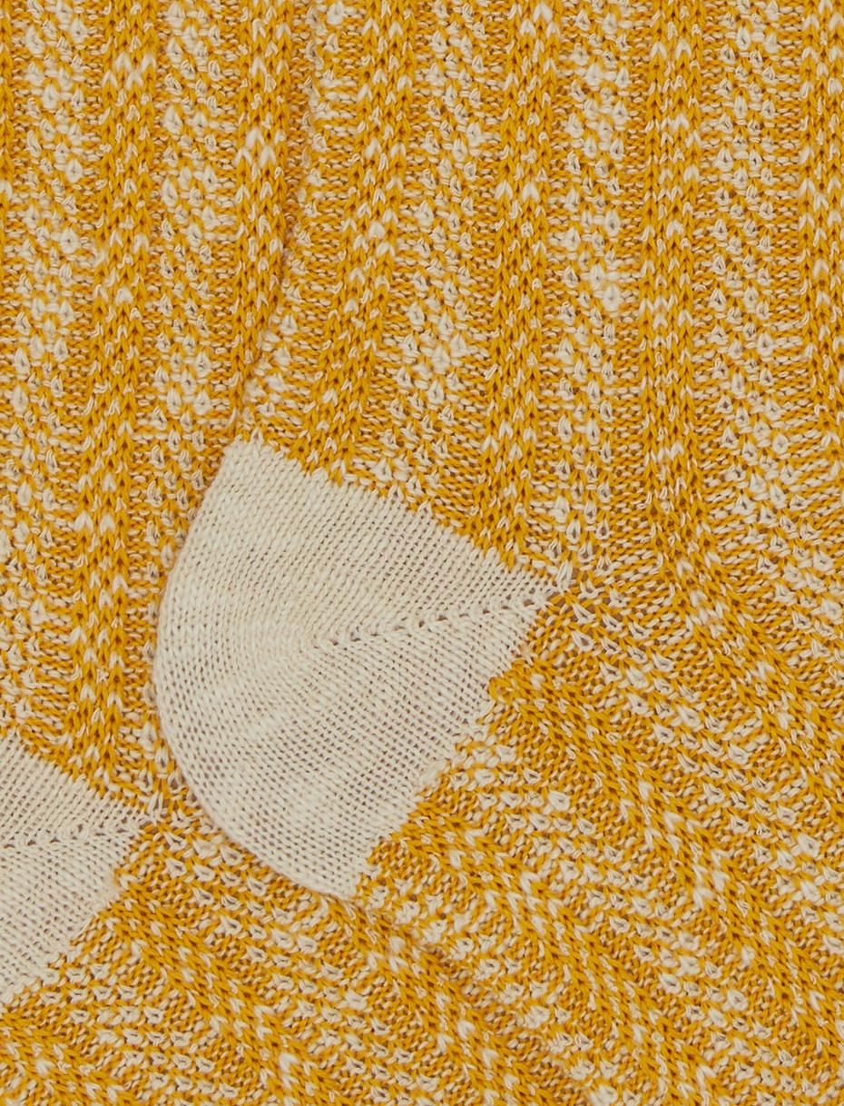 Calze corte unisex cotone giallo lavorazione oxford effetto righe verticali - Gallo 1927 - Official Online Shop