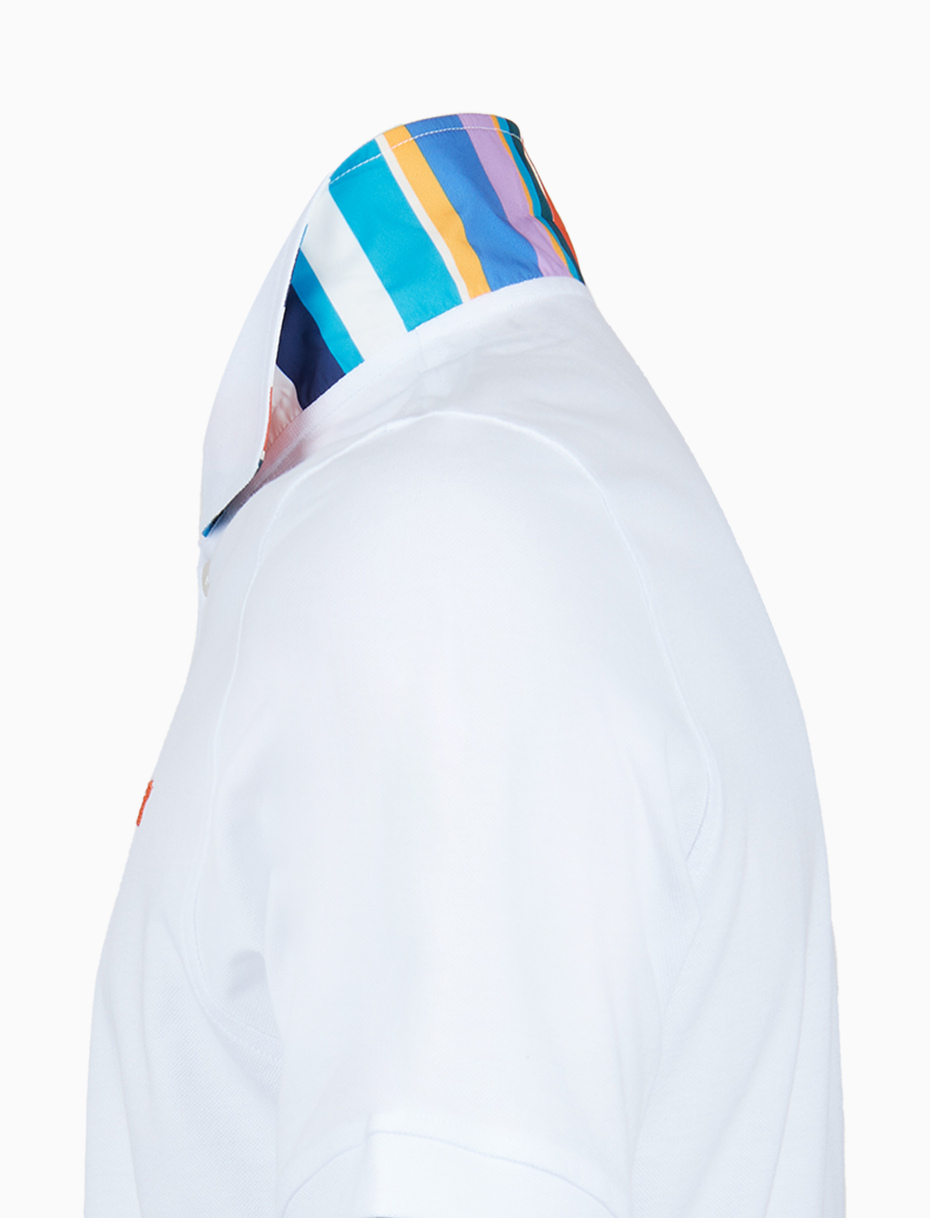 Polo uomo cotone tinta unita con sottocollo multicolor bianco - Gallo 1927 - Official Online Shop