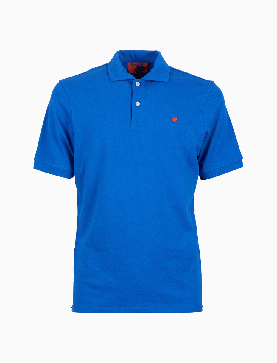 Polo uomo cotone tinta unita con sottocollo multicolor azzurro - Gallo 1927 - Official Online Shop