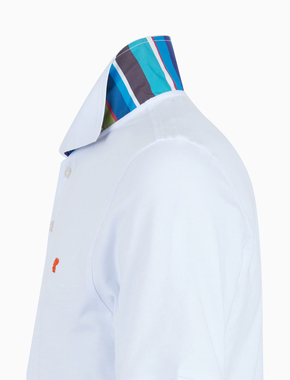 Polo uomo cotone tinta unita con sottocollo multicolor bianco - Gallo 1927 - Official Online Shop