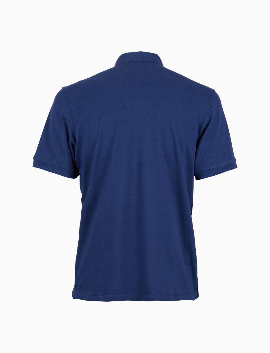 Polo uomo cotone tinta unita con sottocollo multicolor blu - Gallo 1927 - Official Online Shop