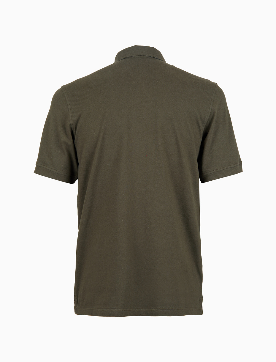 Polo uomo cotone tinta unita con sottocollo multicolor verde - Gallo 1927 - Official Online Shop