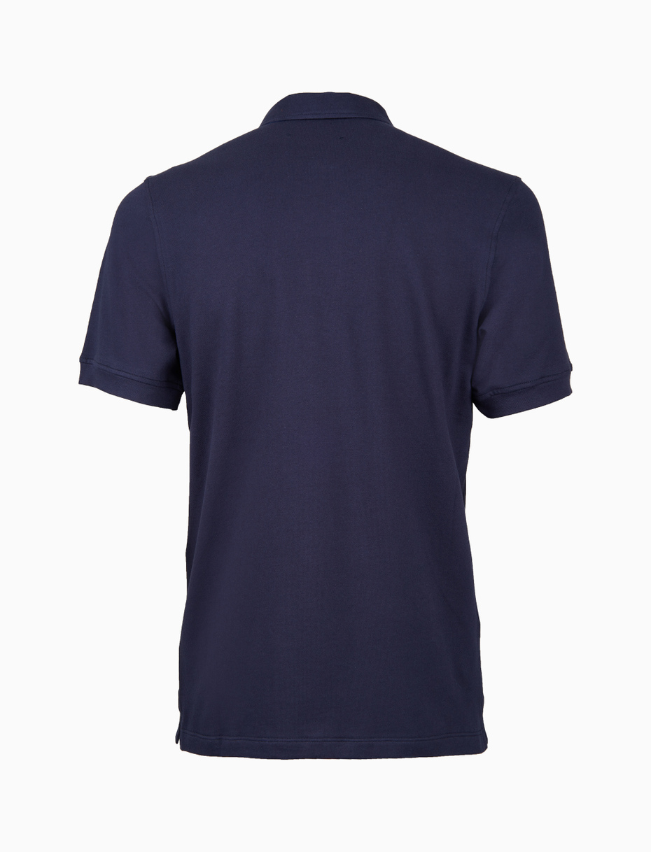 Polo uomo cotone tinta unita con sottocollo pois blu - Gallo 1927 - Official Online Shop