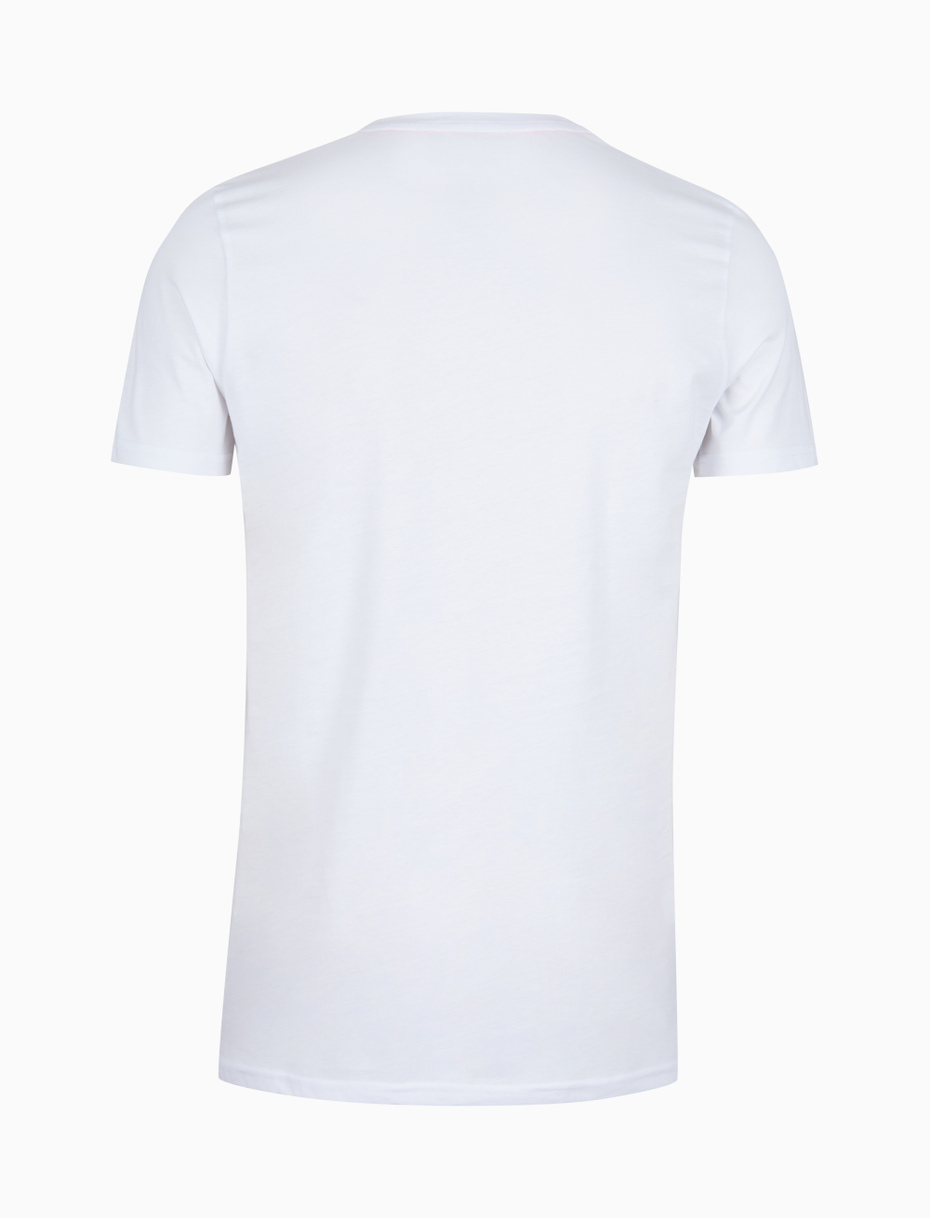 Men's plain white cotton crew-neck T-shirt with polka dot pocket - Gallo 1927 - Official Online Shop
