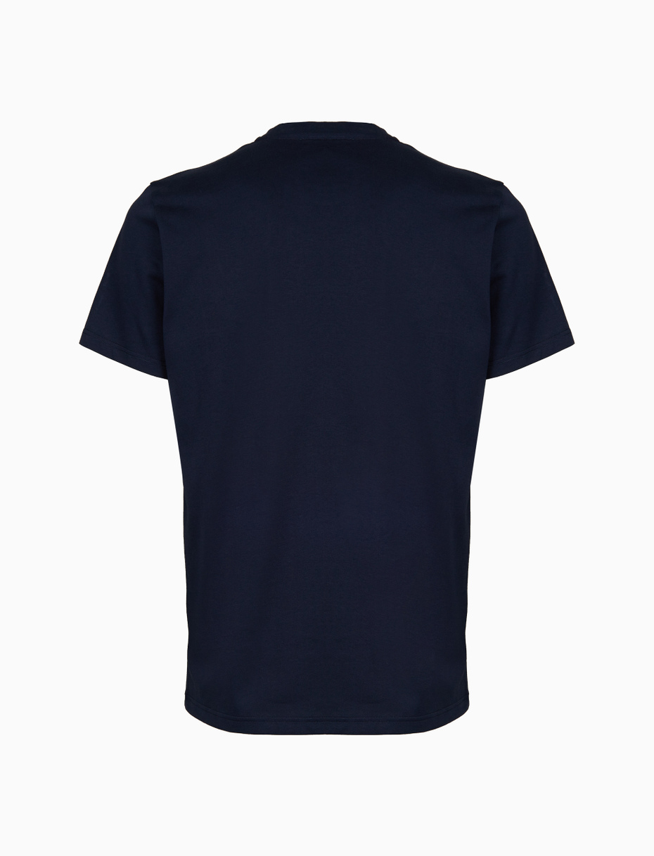 T-shirt girocollo uomo cotone tinta unita con taschino pois blu - Gallo 1927 - Official Online Shop