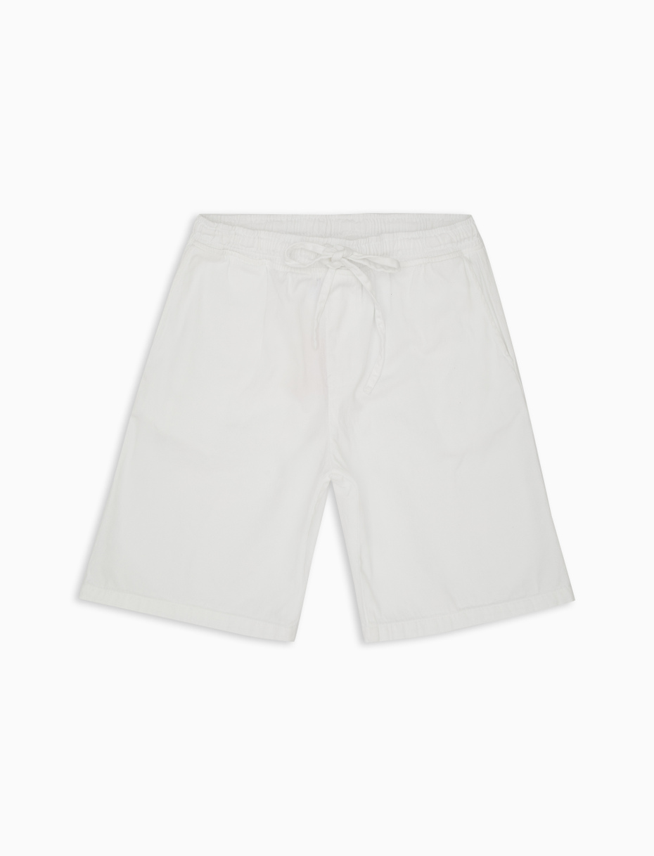 Men's plain dyed white cotton canvas Bermuda shorts - Gallo 1927 - Official Online Shop