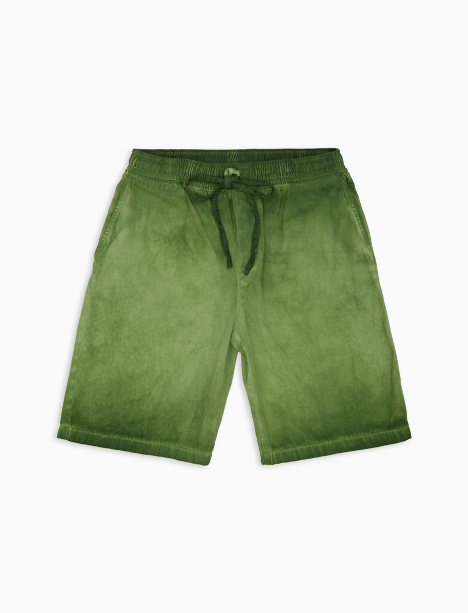 Men's plain dyed green cotton canvas Bermuda shorts - Gallo 1927 - Official Online Shop