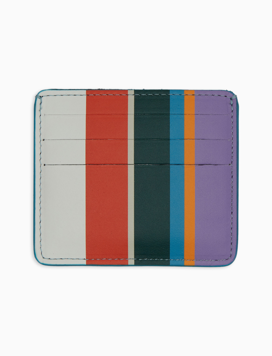 Porta carta di credito unisex pelle righe multicolor bianco - Gallo 1927 - Official Online Shop