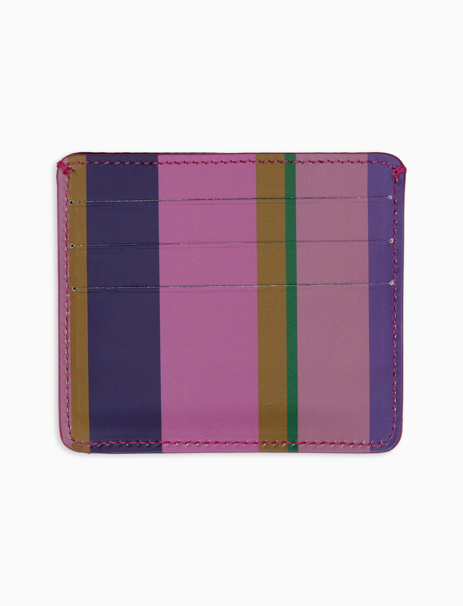 Porta carta di credito unisex pelle viola righe multicolor - Gallo 1927 - Official Online Shop