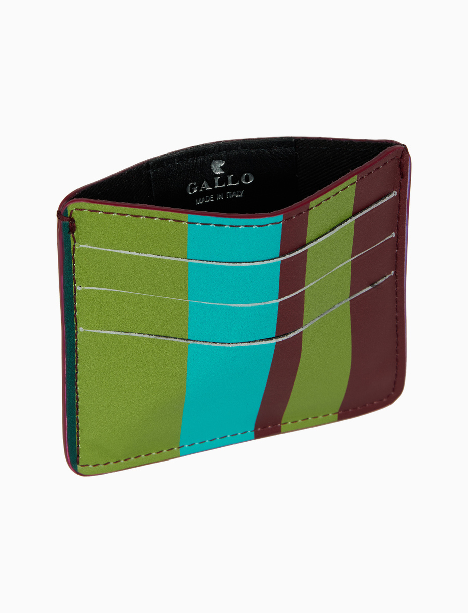 Porta carta di credito unisex pelle righe multicolor verde - Gallo 1927 - Official Online Shop