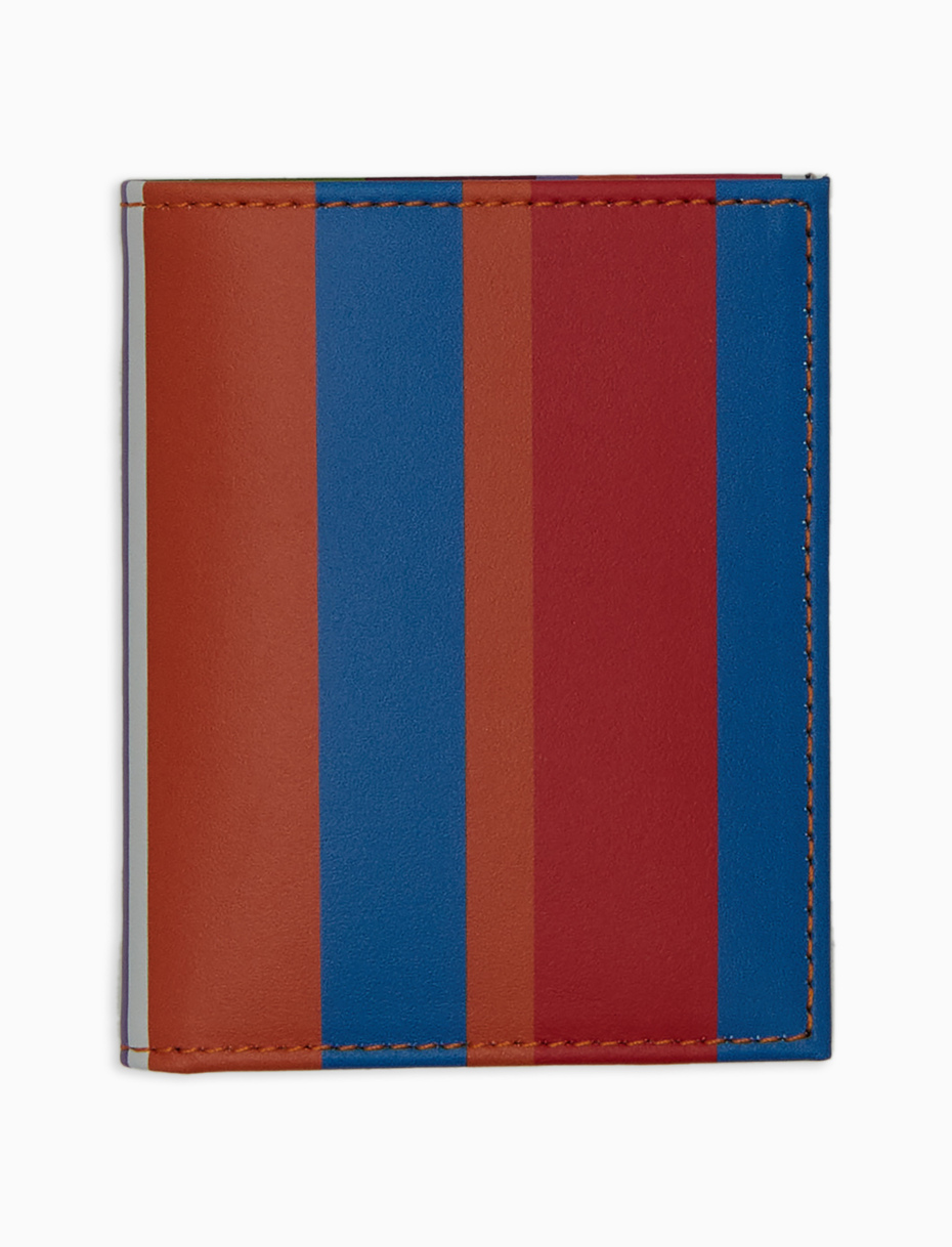 Unisex light blue leather card holder with multicoloured stripes - Gallo 1927 - Official Online Shop
